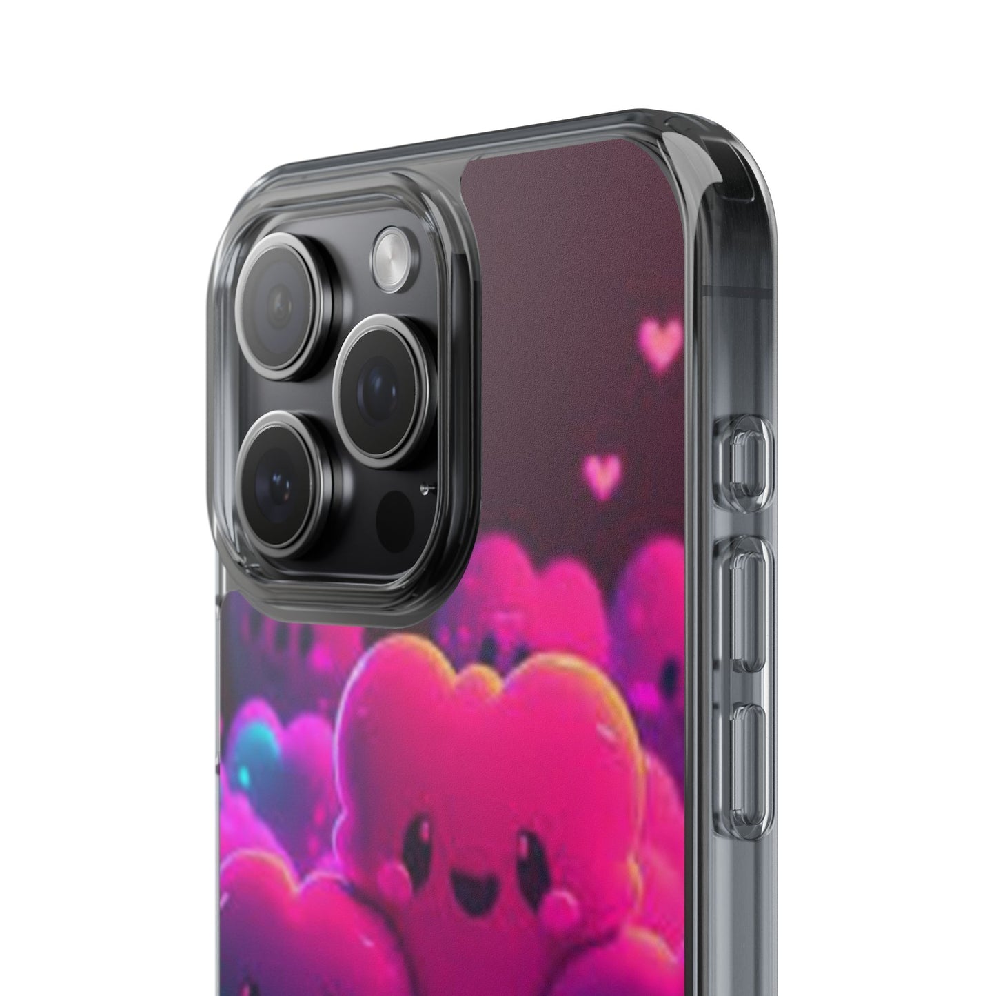 Cute Heart Design Clear Phone Case - Adorable Pink Kawaii Style