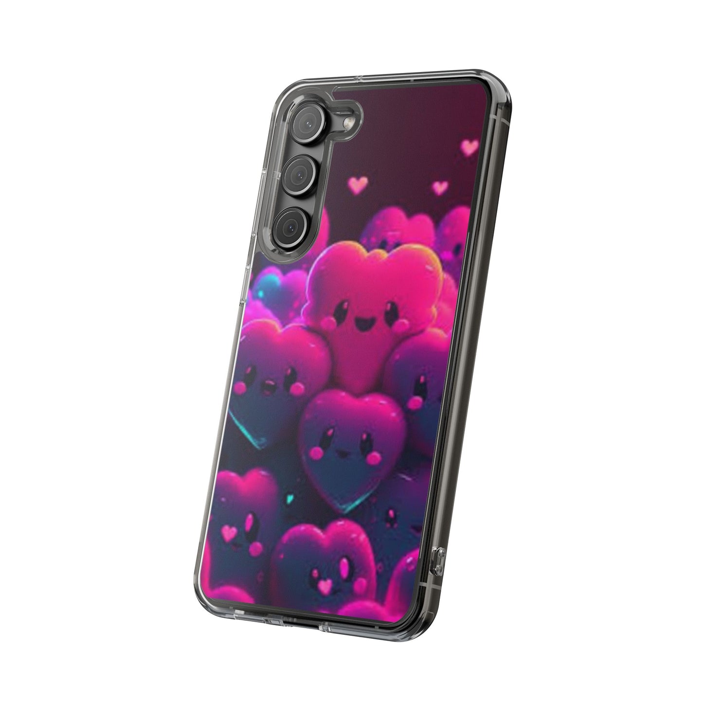 Cute Heart Design Clear Phone Case - Adorable Pink Kawaii Style