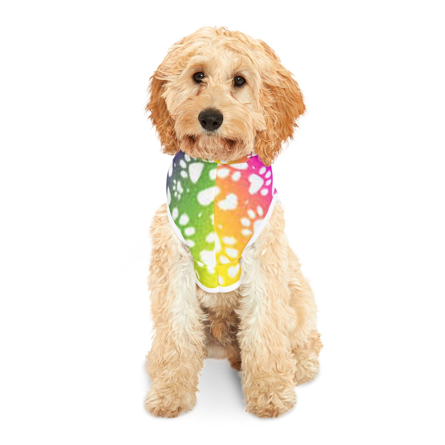 Rainbow Paw Print Pet Hoodie - Colorful Dog Sweater for Stylish Pets