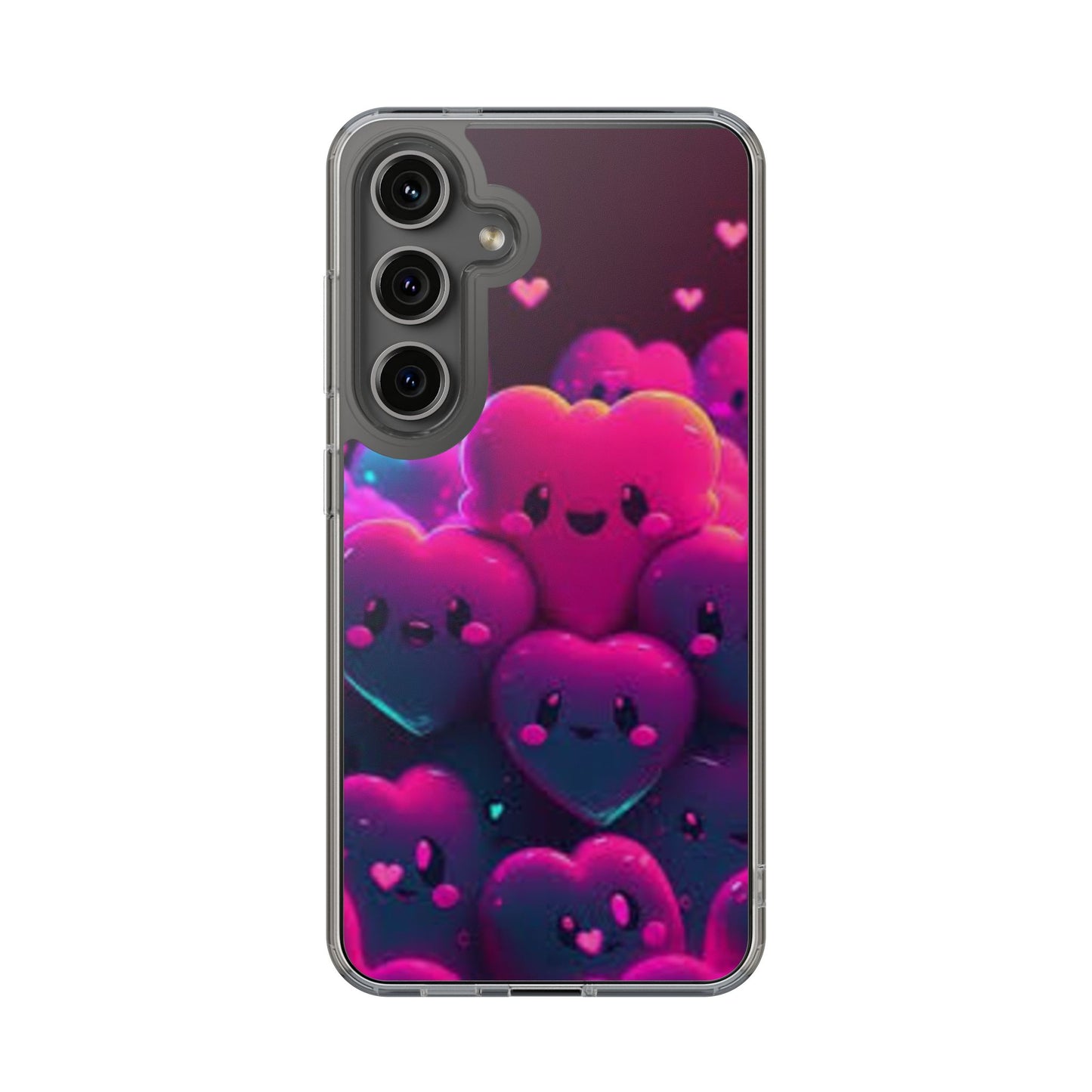 Cute Heart Design Clear Phone Case - Adorable Pink Kawaii Style