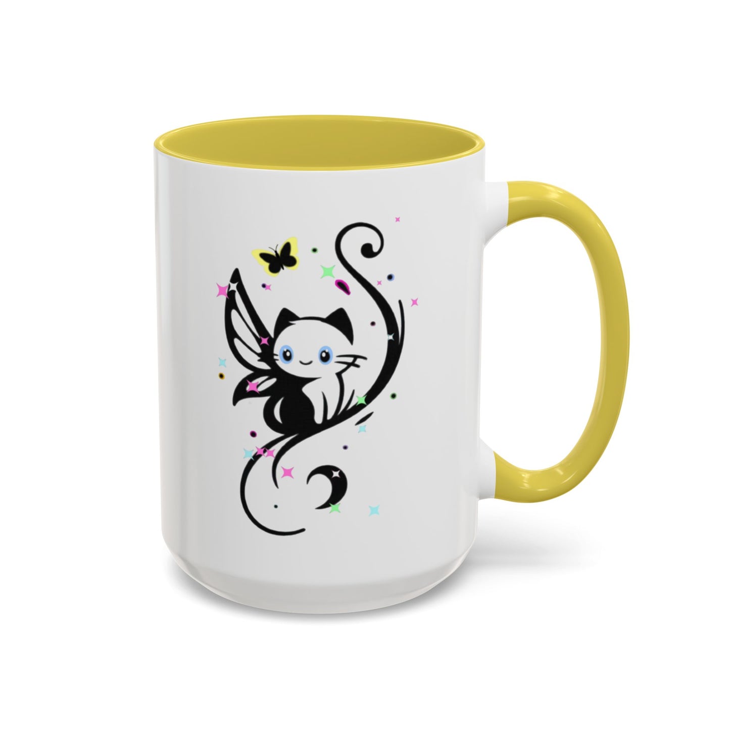 Magical Cat Fairy Mug - Colorful 11oz & 15oz Coffee Cup for Cat Lovers