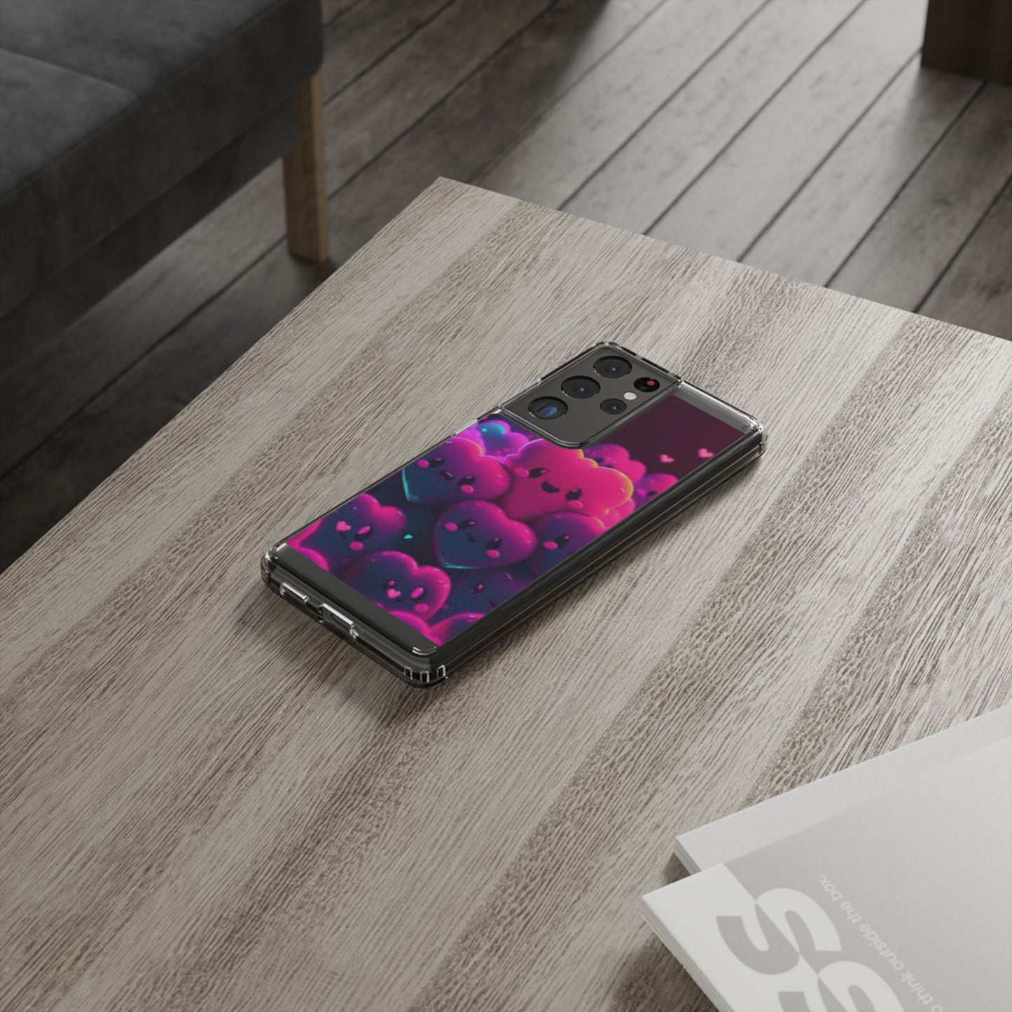 Cute Heart Design Clear Phone Case - Adorable Pink Kawaii Style