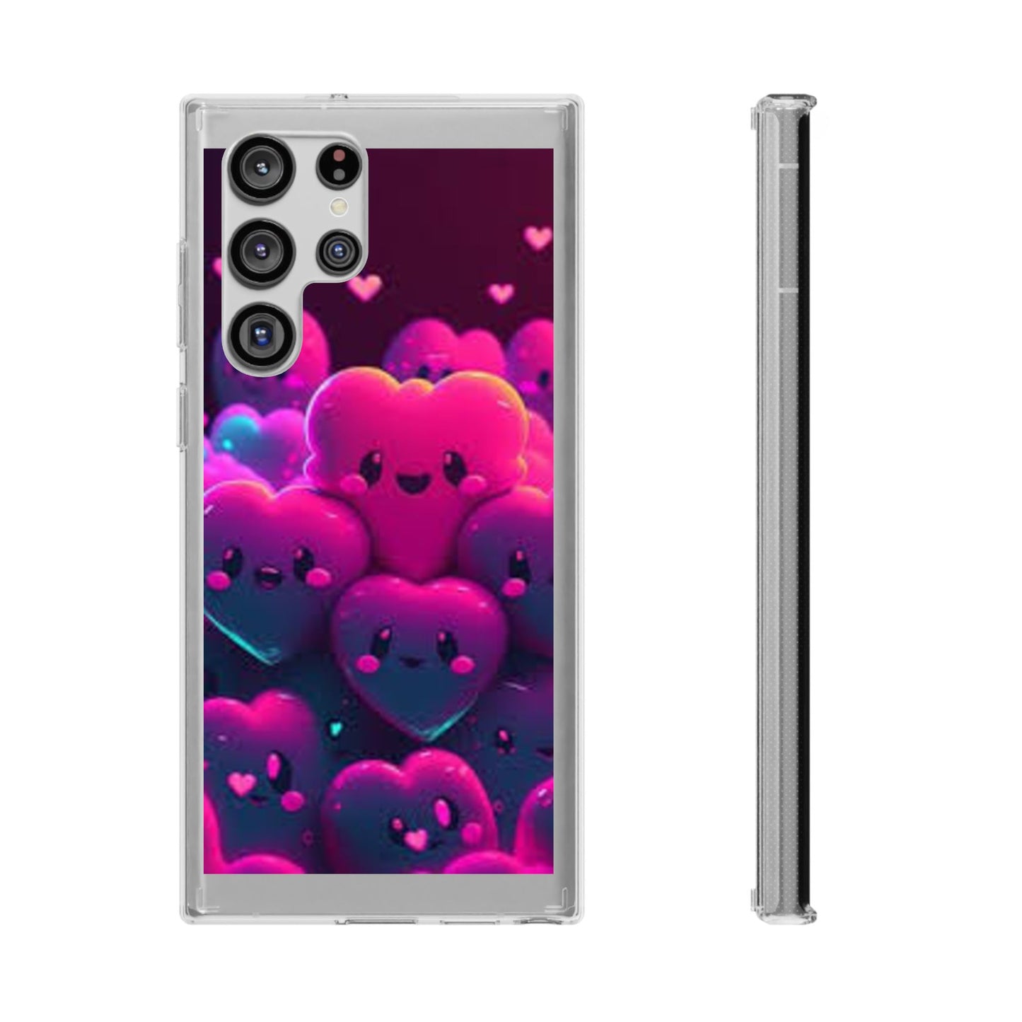 Cute Heart Design Clear Phone Case - Adorable Pink Kawaii Style