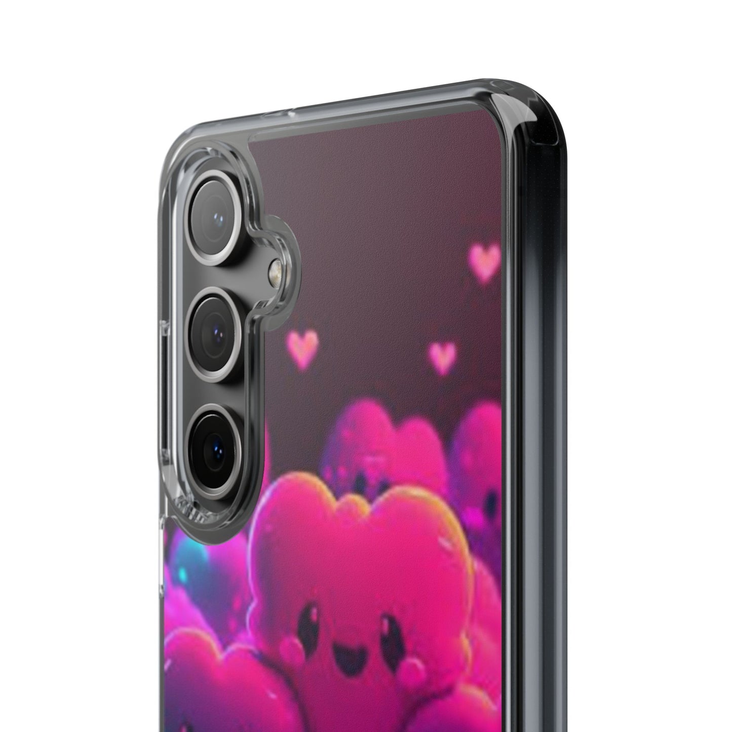 Cute Heart Design Clear Phone Case - Adorable Pink Kawaii Style