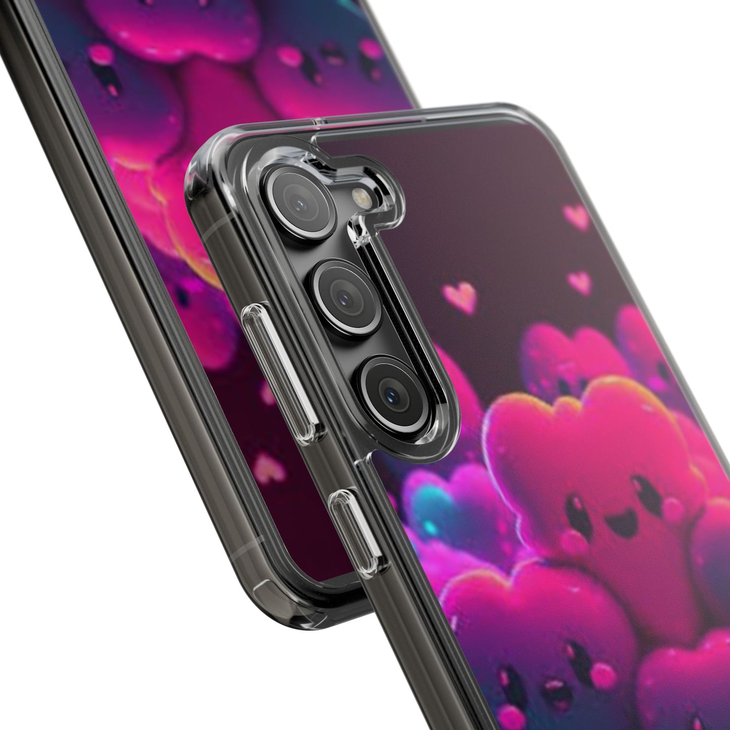 Cute Heart Design Clear Phone Case - Adorable Pink Kawaii Style