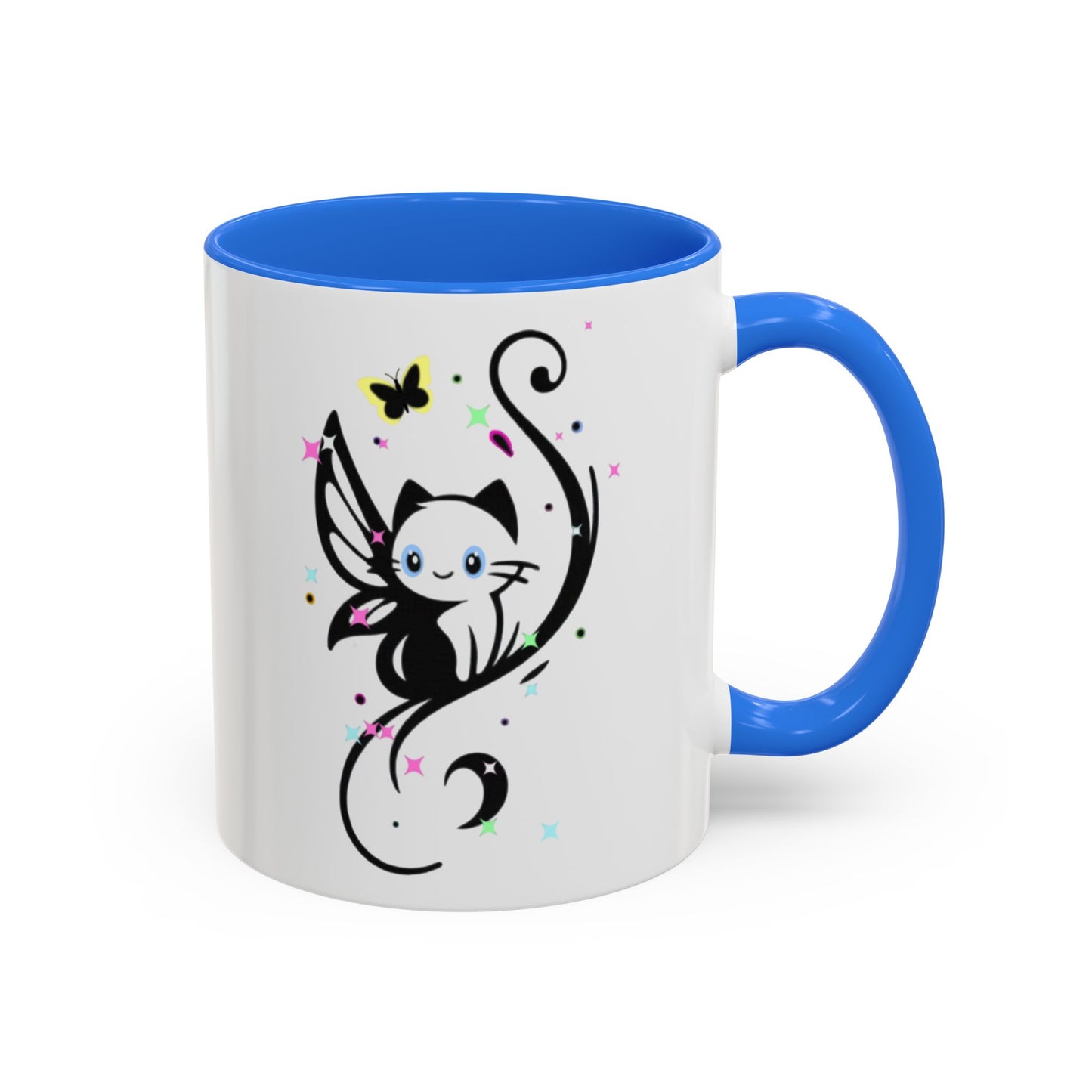 Magical Cat Fairy Mug - Colorful 11oz & 15oz Coffee Cup for Cat Lovers