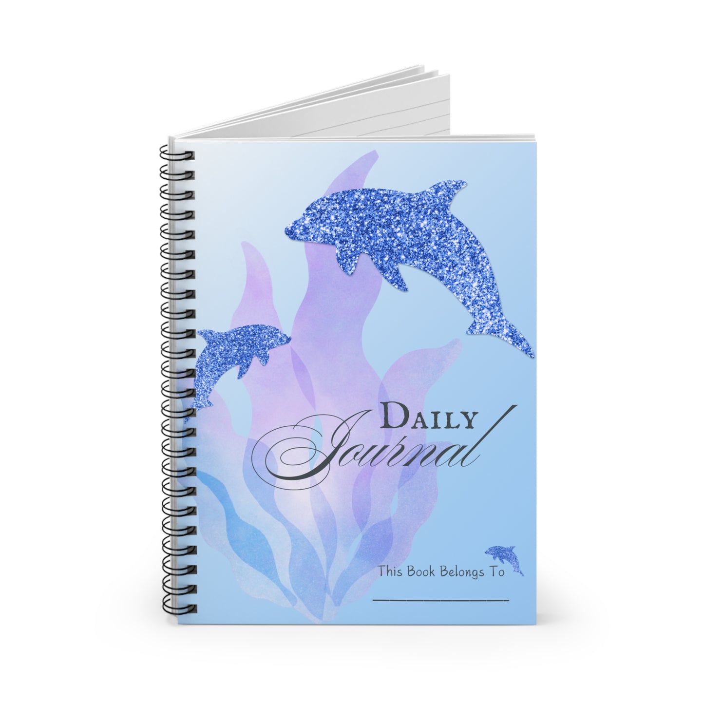 Sparkling Dolphin Daily Journal - Ruled Spiral Notebook for Dreamers