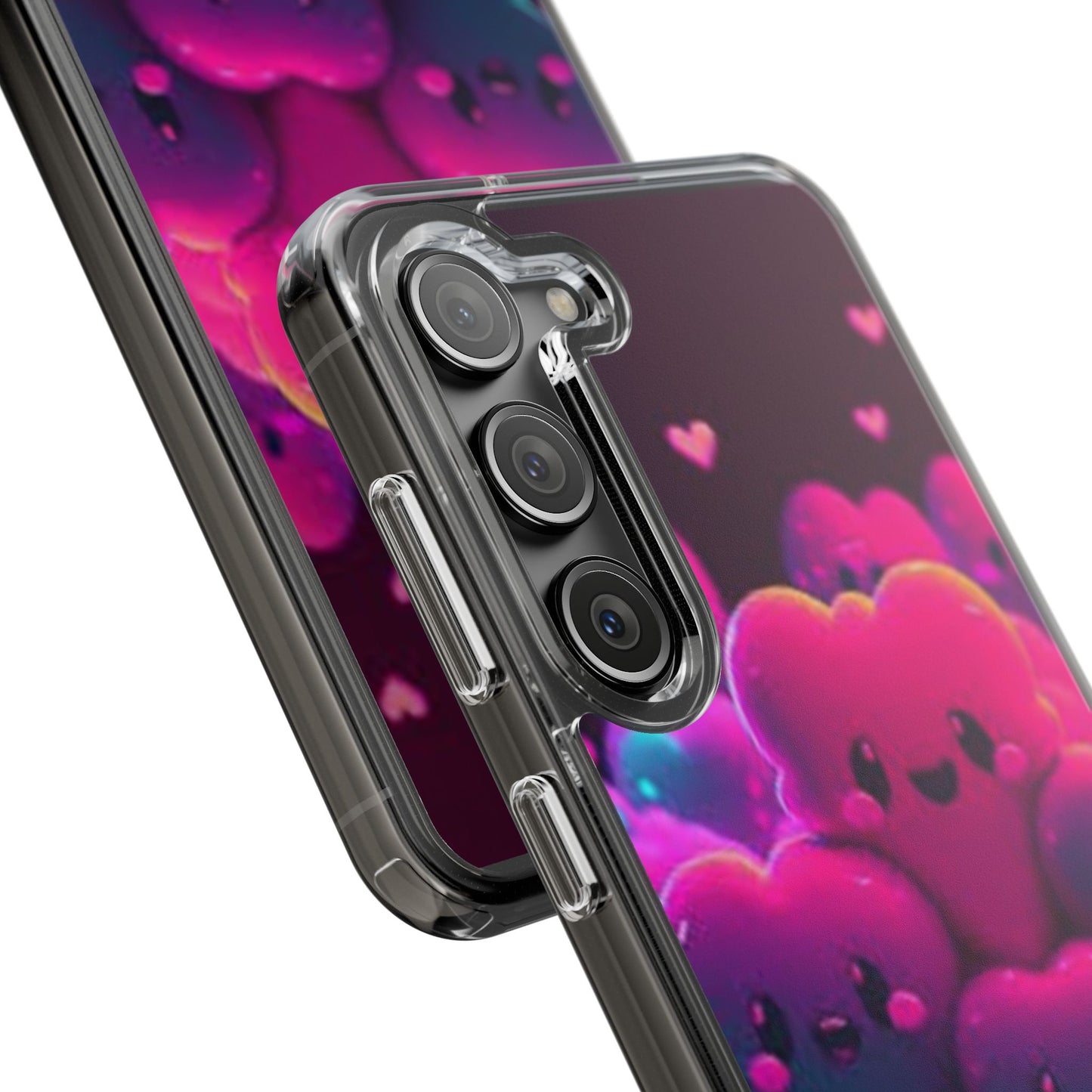 Cute Heart Design Clear Phone Case - Adorable Pink Kawaii Style