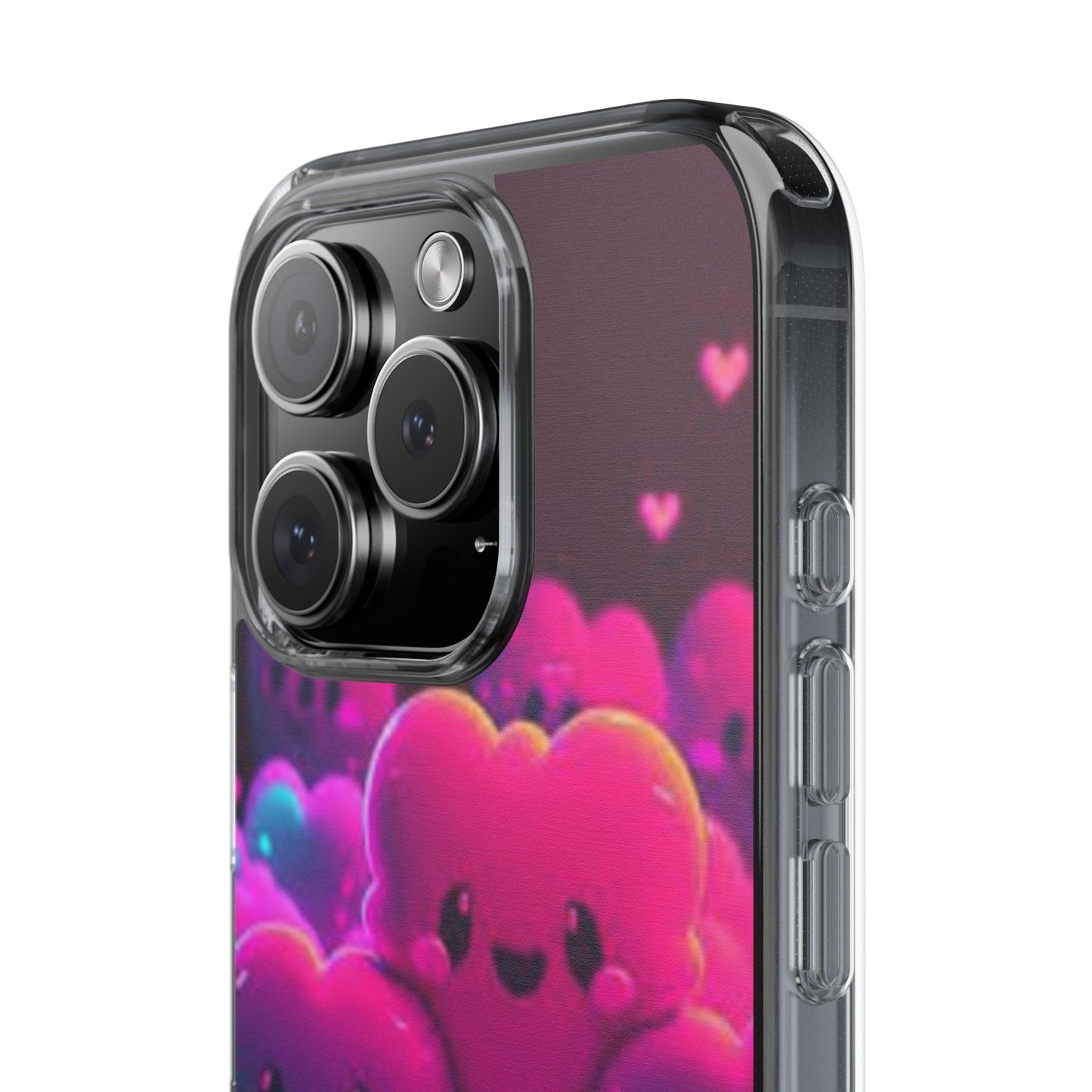 Cute Heart Design Clear Phone Case - Adorable Pink Kawaii Style