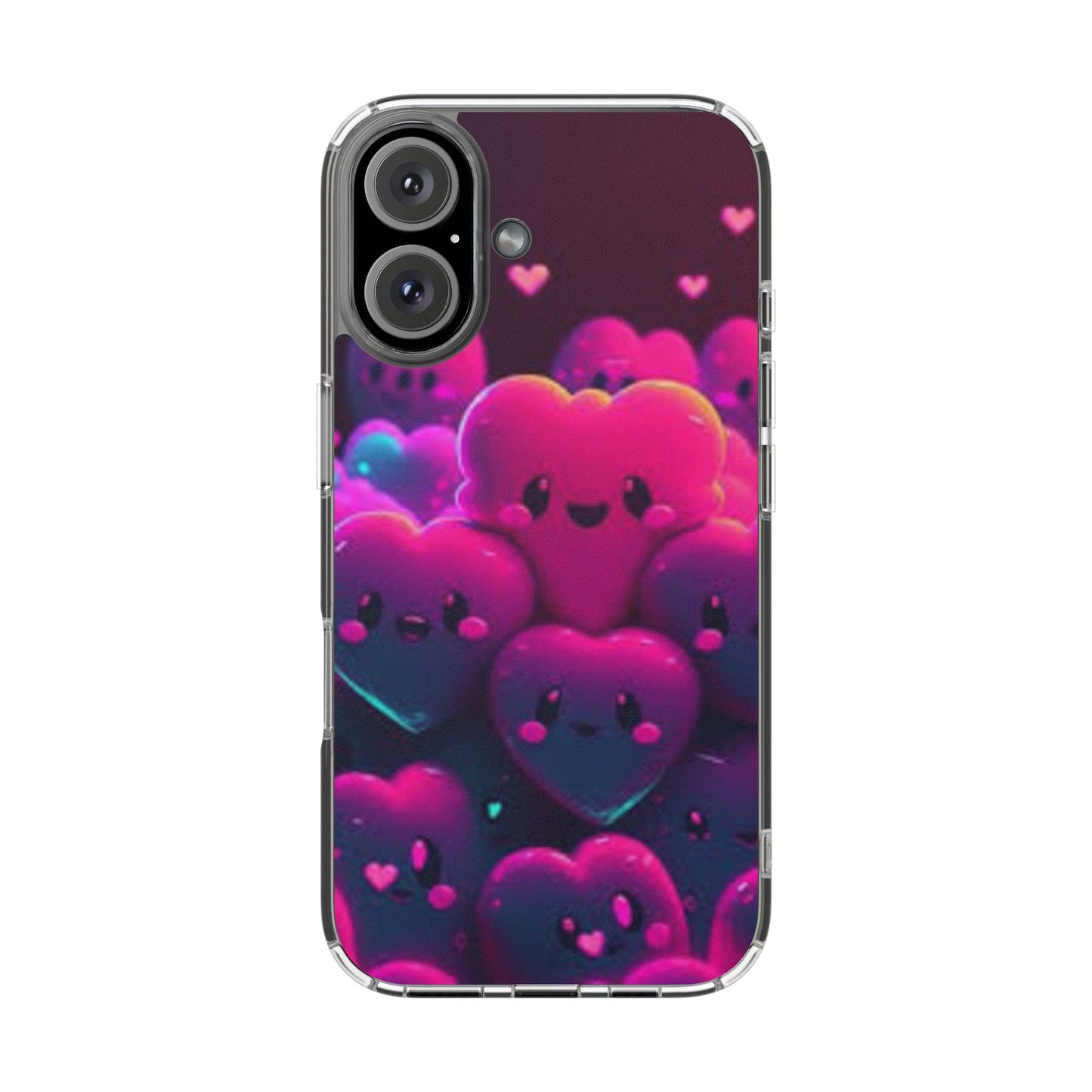 Cute Heart Design Clear Phone Case - Adorable Pink Kawaii Style