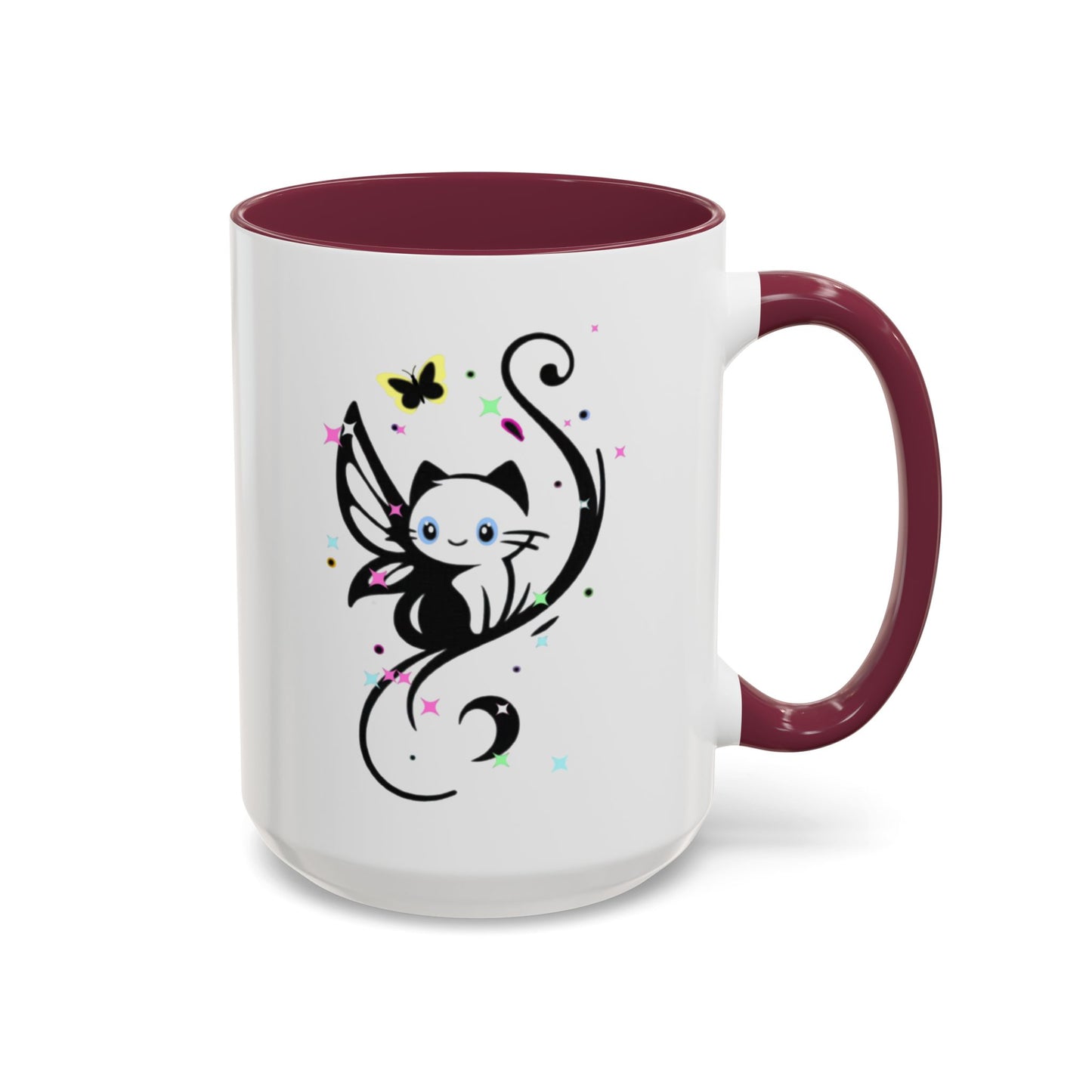 Magical Cat Fairy Mug - Colorful 11oz & 15oz Coffee Cup for Cat Lovers