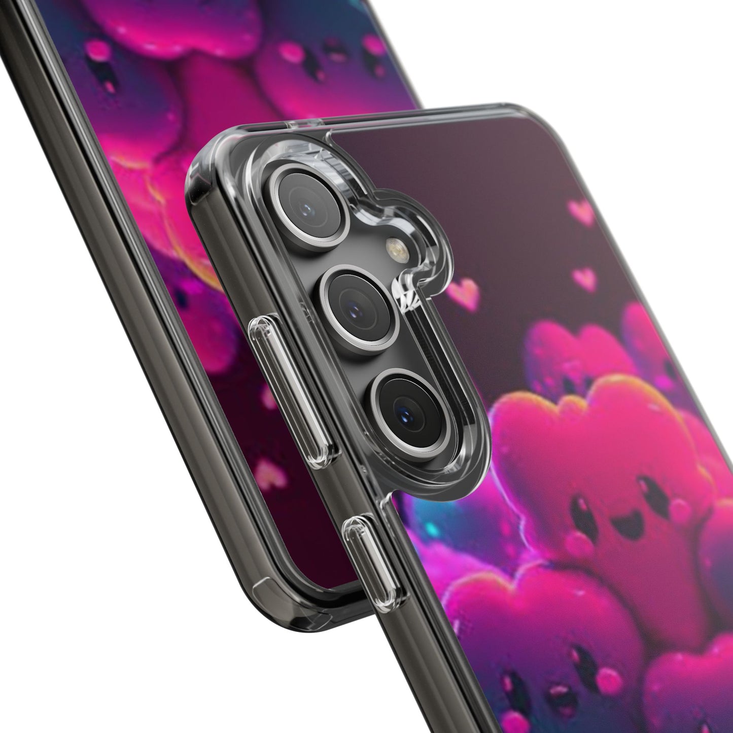 Cute Heart Design Clear Phone Case - Adorable Pink Kawaii Style