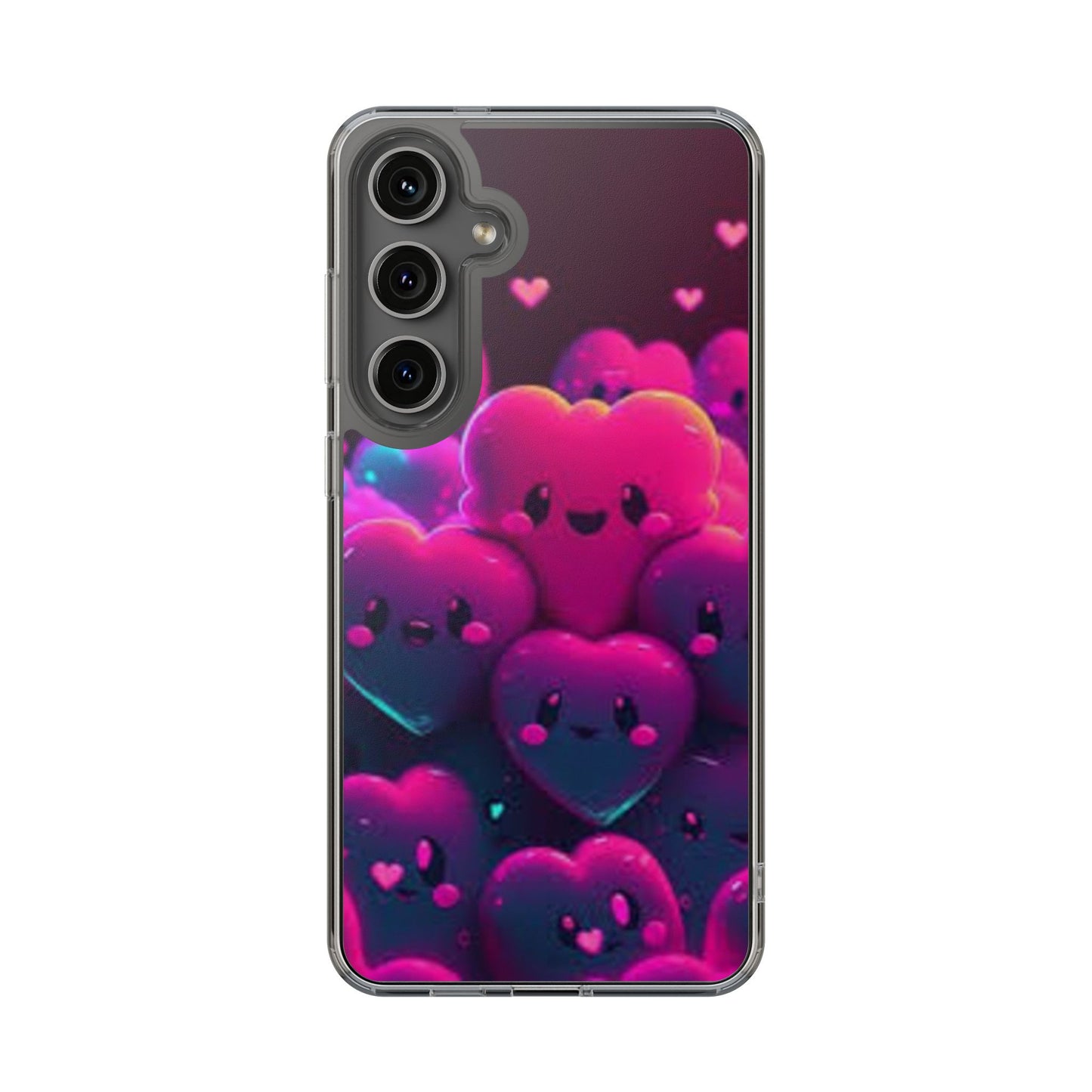 Cute Heart Design Clear Phone Case - Adorable Pink Kawaii Style