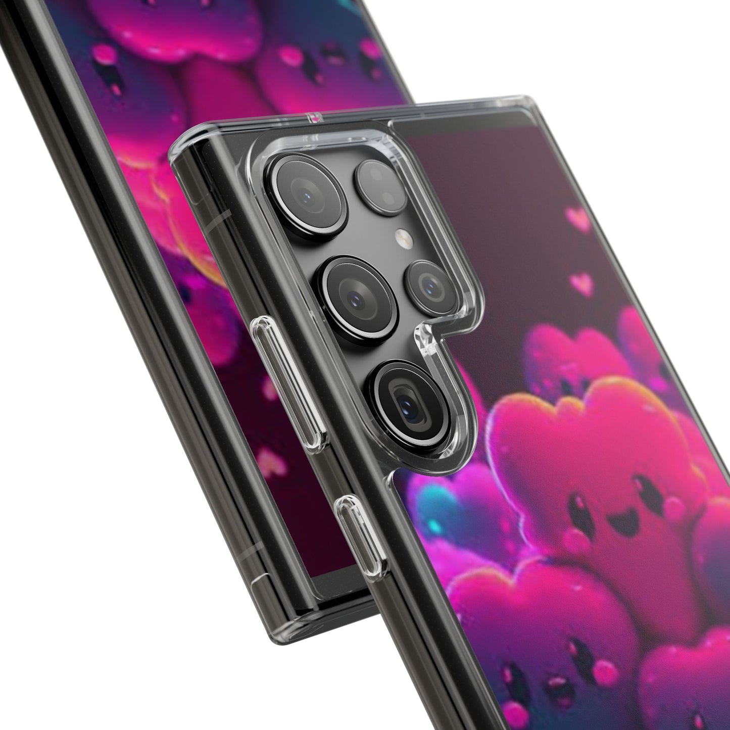 Cute Heart Design Clear Phone Case - Adorable Pink Kawaii Style