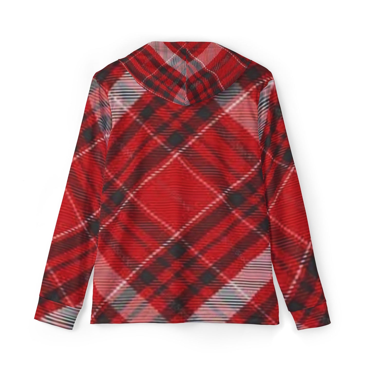 Plaid Men's Sports Warmup Hoodie - Cozy Red Fashion for Active Lifestyles