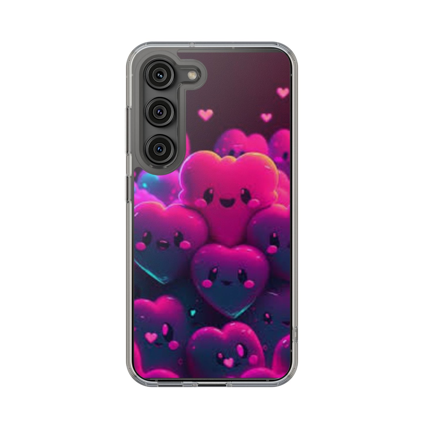 Cute Heart Design Clear Phone Case - Adorable Pink Kawaii Style