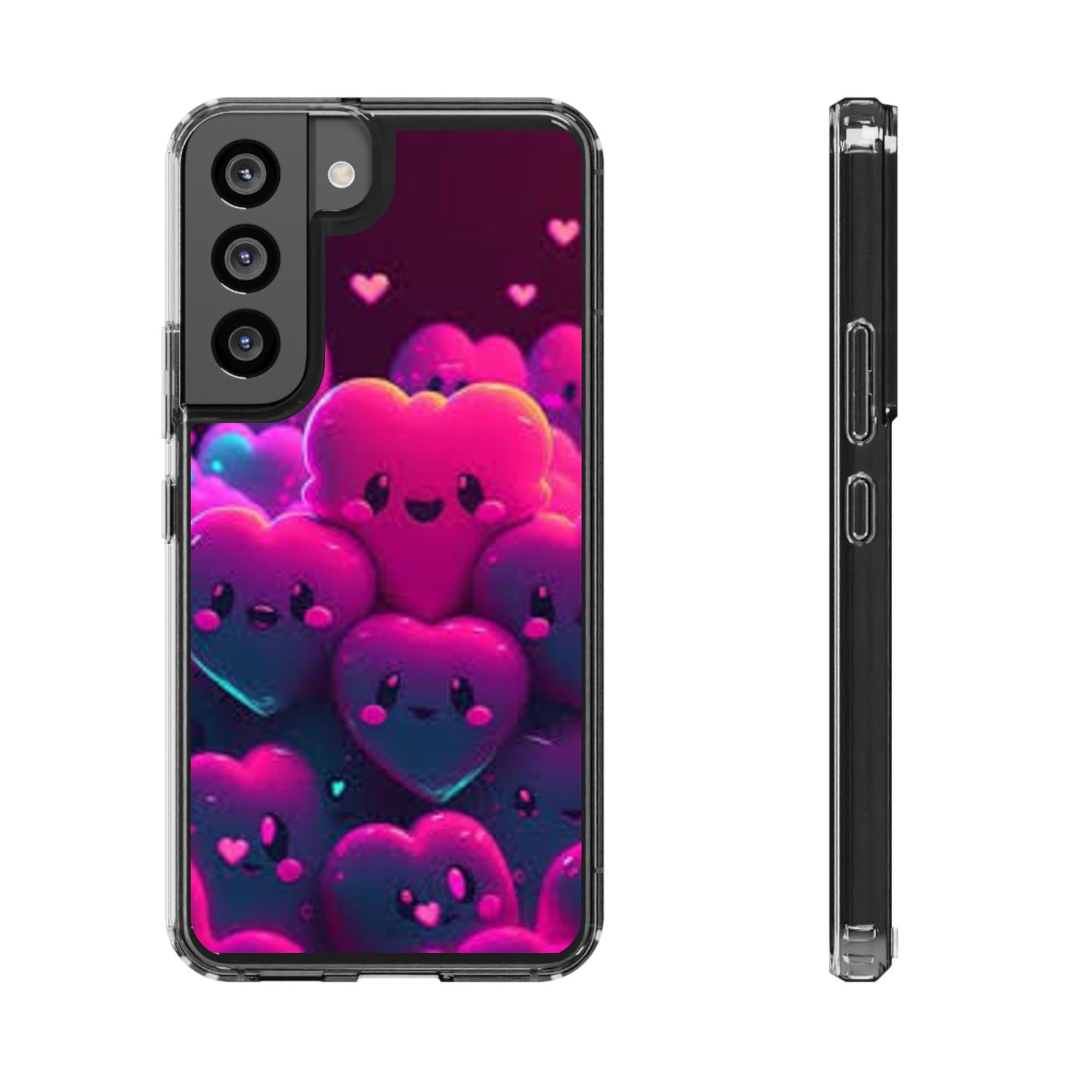 Cute Heart Design Clear Phone Case - Adorable Pink Kawaii Style