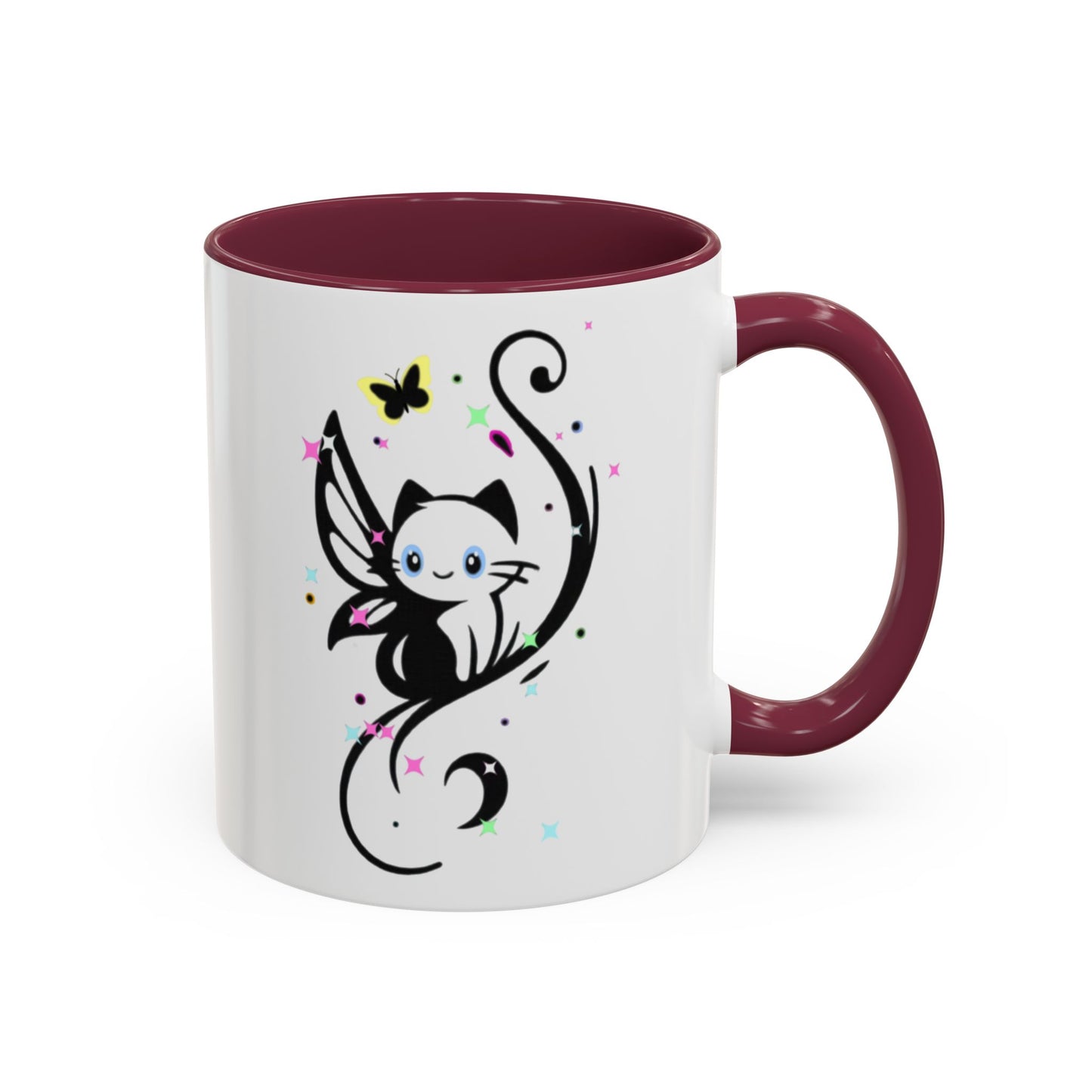 Magical Cat Fairy Mug - Colorful 11oz & 15oz Coffee Cup for Cat Lovers