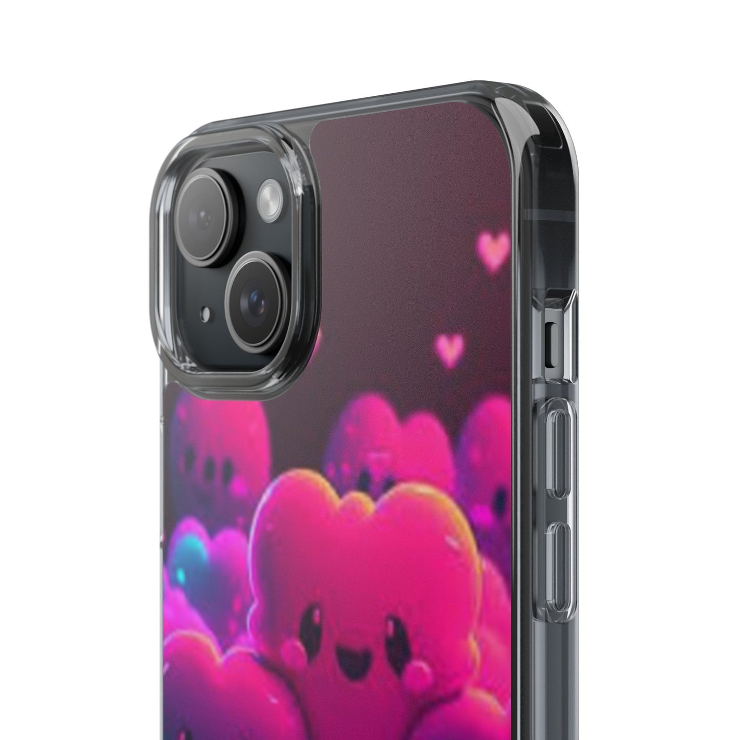 Cute Heart Design Clear Phone Case - Adorable Pink Kawaii Style