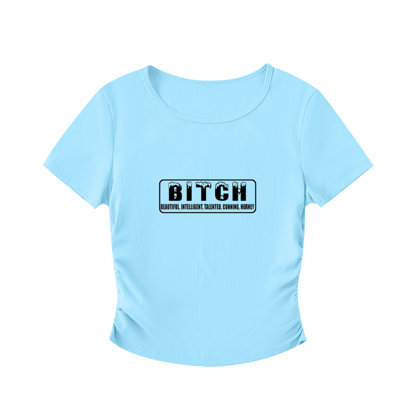 Bitch - Ruched Bodycon Crop Top